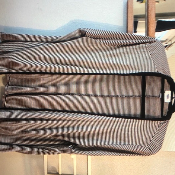 Old navy cream black striped open front sweater - Picture 1 of 3